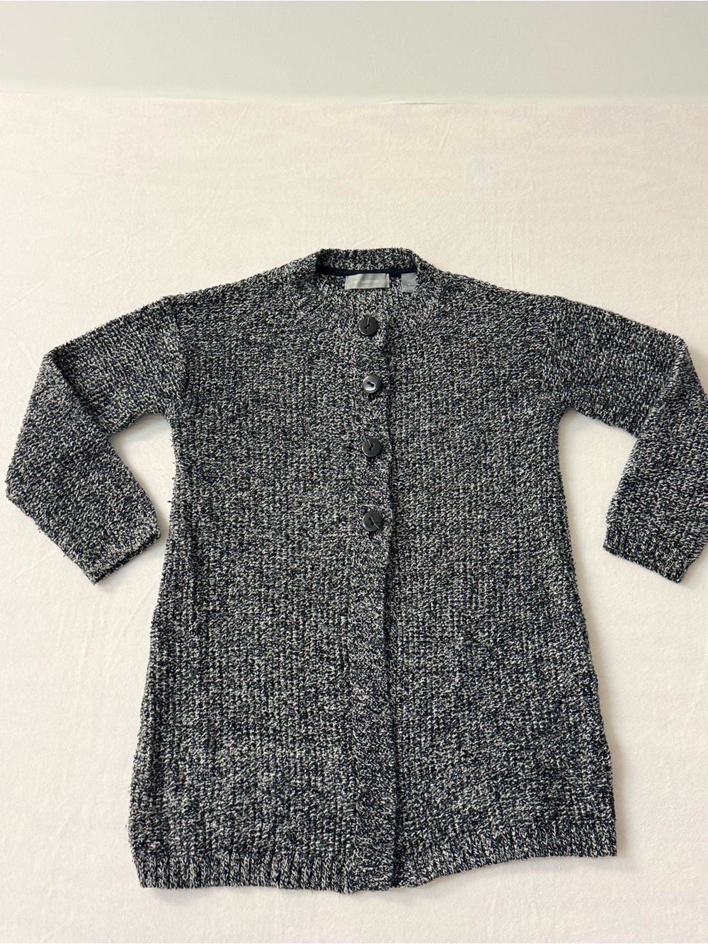 Vintage Liz Claiborne Marl Chunky Knit Cardigan Vintage Black & White Longline